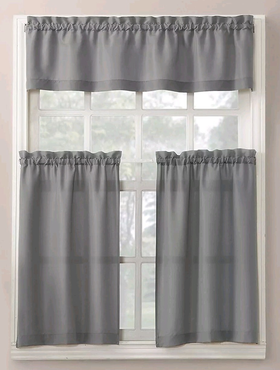 No. 918 Martine ~ Semi-Sheer ~ Rod Pocket ~ Valance ~ Tiers ~ SOLID GRAY