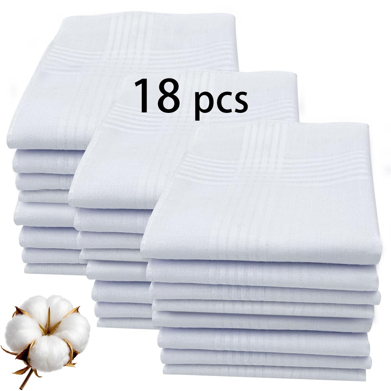 ARKBAODAN 16×16 Inch Handkerchiefs for men 100% Soft 17” x 17”, 18 Pcs