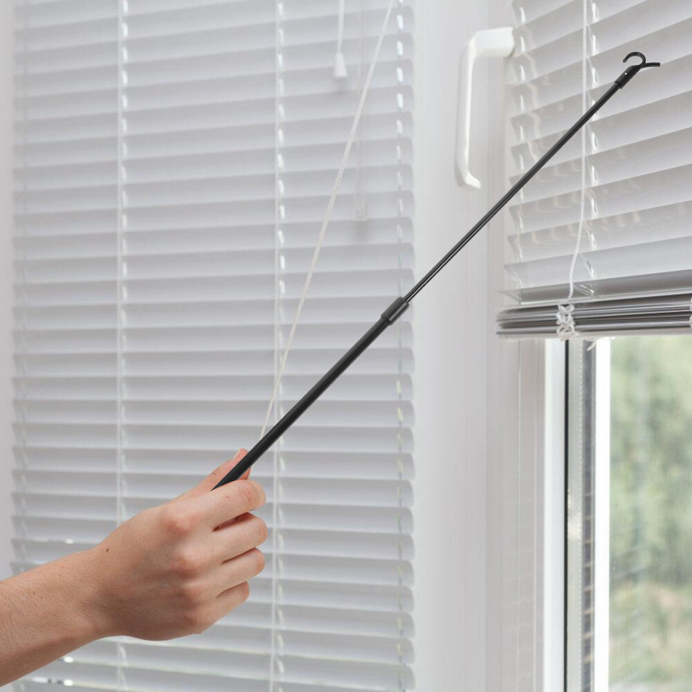 Black Curtain Pull Rod 60CM Retractable Aluminum Alloy for Home Drapes