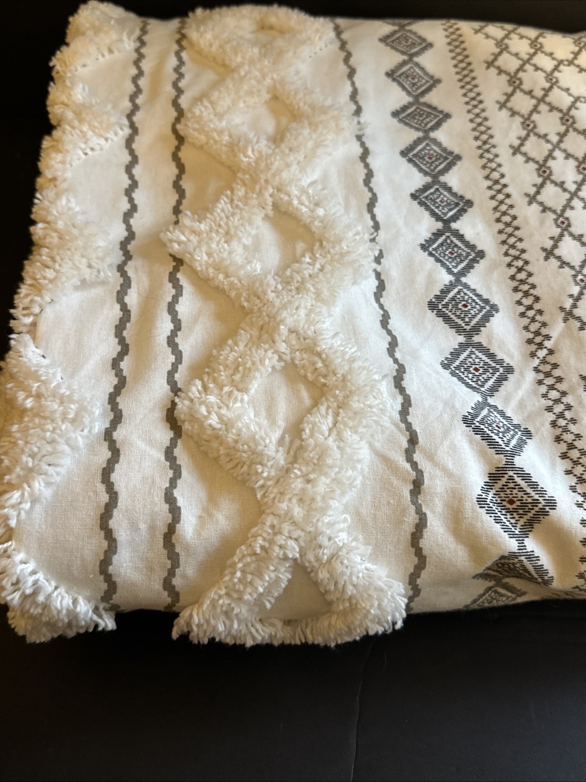 INK+IVY Imani 100% Cotton Single Panel Curtain Chenille 51”x85” Geometric Boho