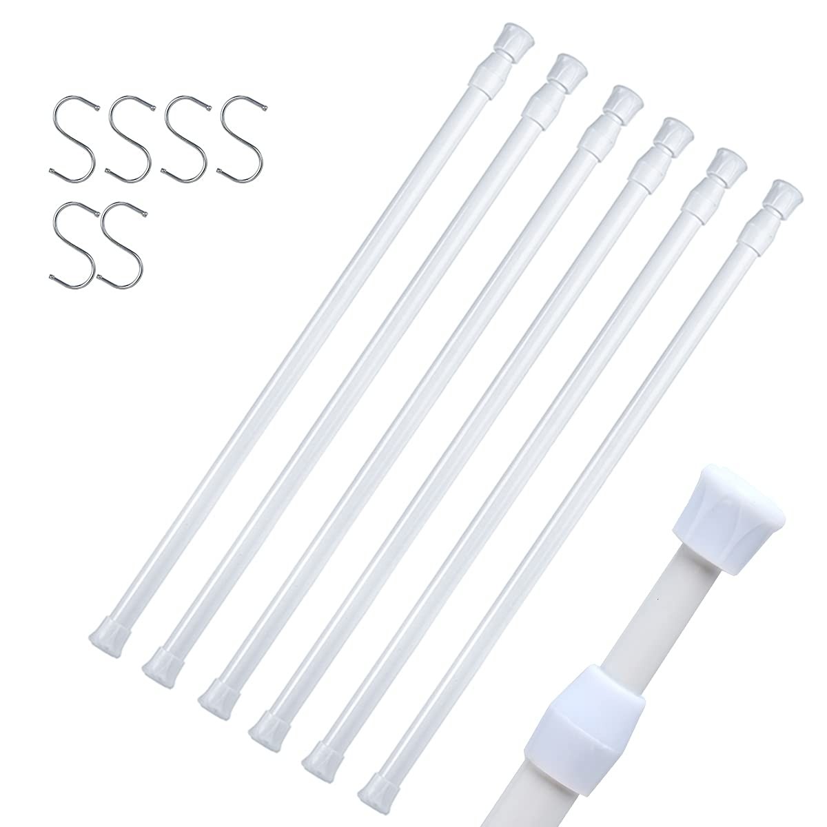 DeElf 6 Pack Tension Rods 28 to 48 Inches, Adjustable Spring Tension Rod for …