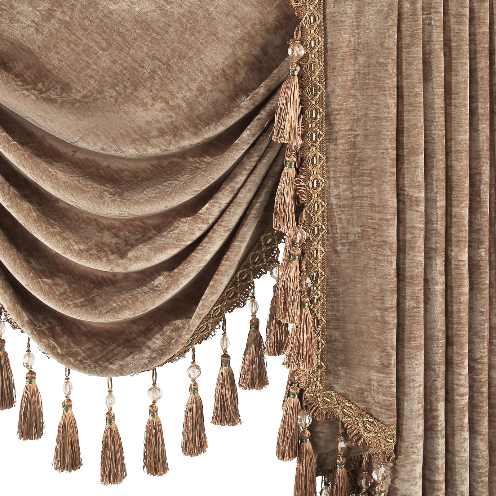 Thick Chenille Waterfall Valance for Living Room, Luxury Swag Valances with