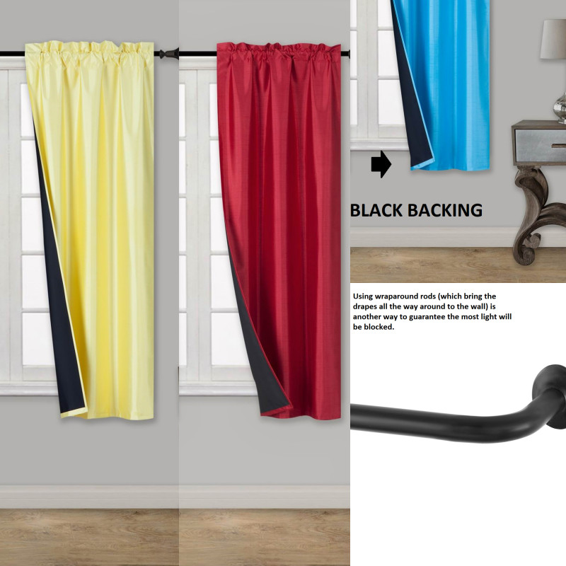 2PC ENERGY EFFICIENT ULTIMATE BLACK LINER BLACKOUT WINDOW CURTAIN PANEL 36″LENGH