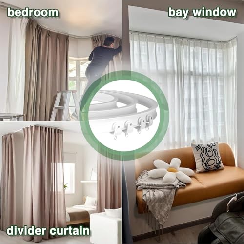 Flexible Curtain Track Ceiling Mount Cuttable 10 ft Curved, Trimmable 9.84 ft