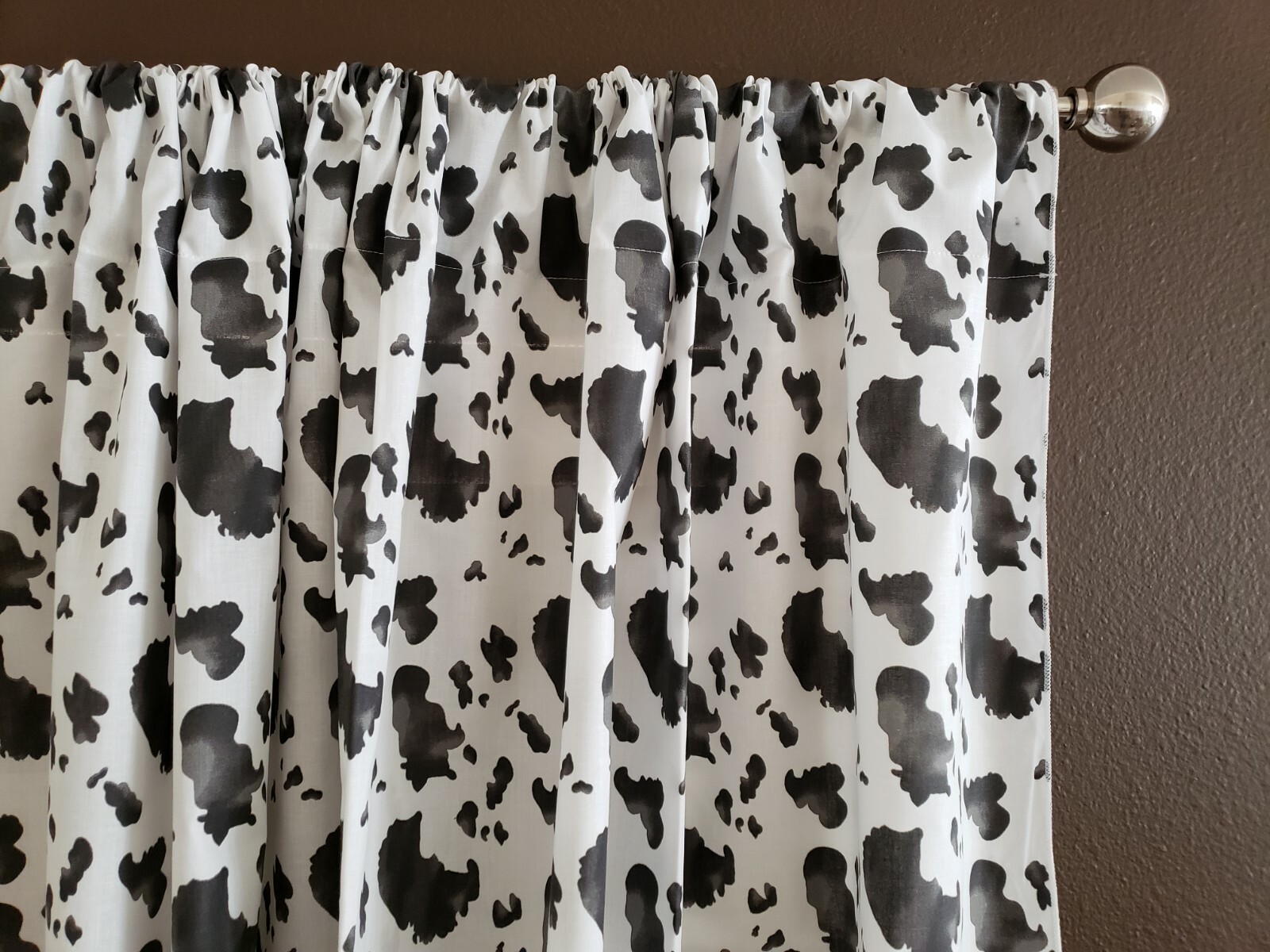 Cotton Print Window Curtain Valance Cow Spots Animal Print 58″ Wide