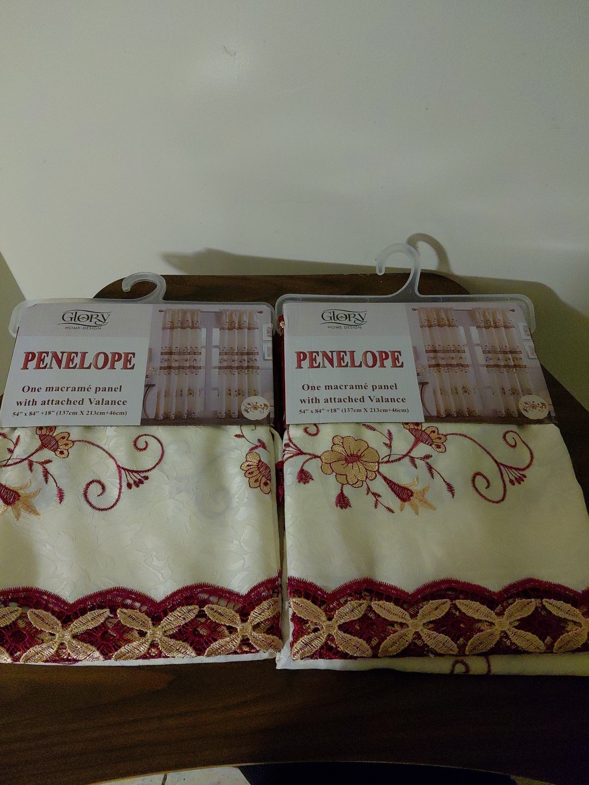 One macramè Panel With attached Valance 54″×84″ +18″(137cm X213cm+46cm)