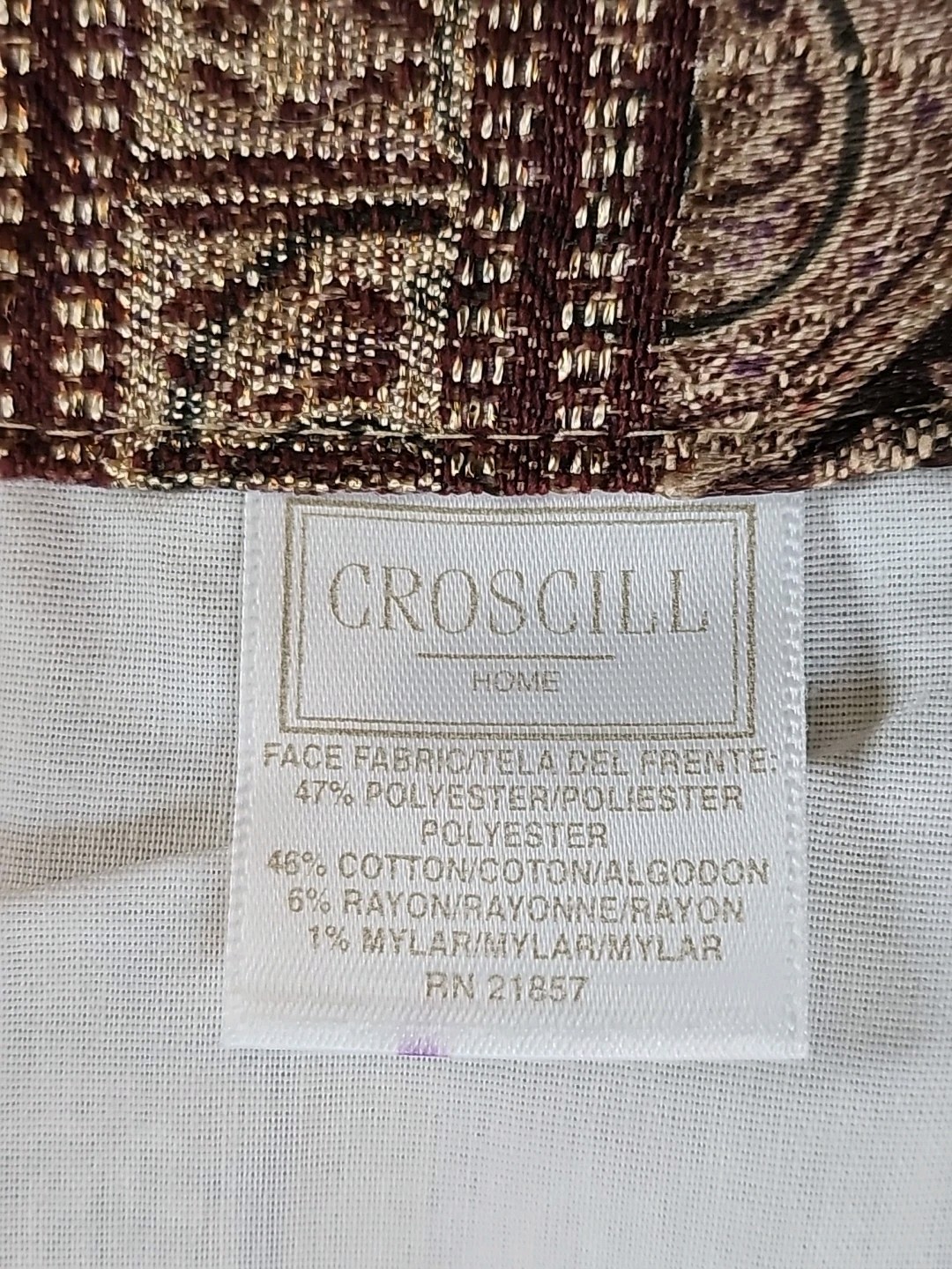 2 Croscill Tangier Paisley Damask Curtain Panels Gold Brown Lined 40×86 Weighted
