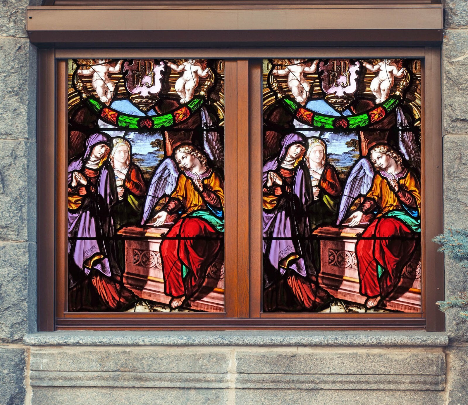 3D Orange Angel ZHU743 Window Film Print Sticker Cling Stained Glass UV Zoe