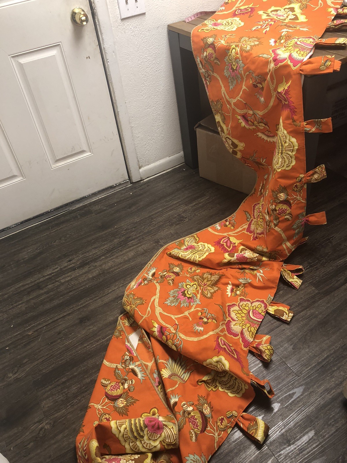Custom Made Jacobean Floral Valance Orange Multicolor Rod Pocket 272×22″ Lined
