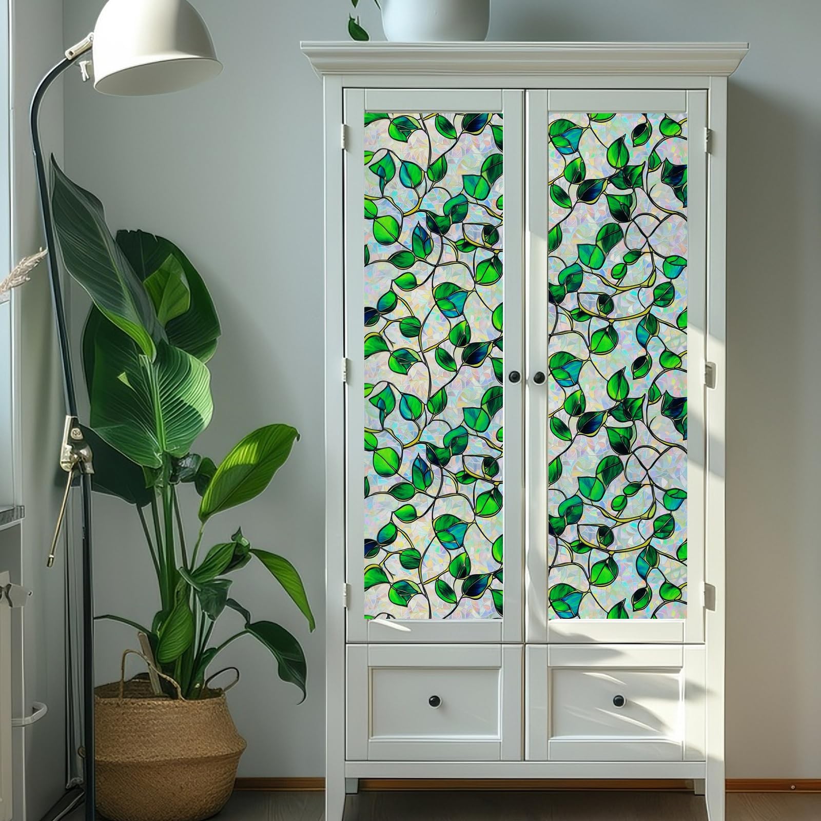 SOMWISE Rainbow Window Privacy Film,Heat Control,UV 17.5*78.5, Green&blue