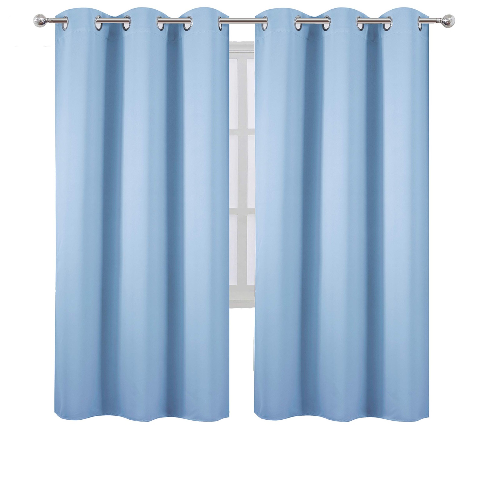 Sky Blue Thermal Blackout Curtains/42 x 72 Inch/Set of 2 Panels Room Darkenin…