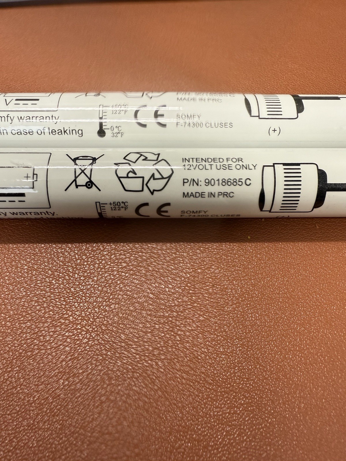 Set/2 Somfy AA Battery Refillable 12V Wand P/N # 9018685D See Desc