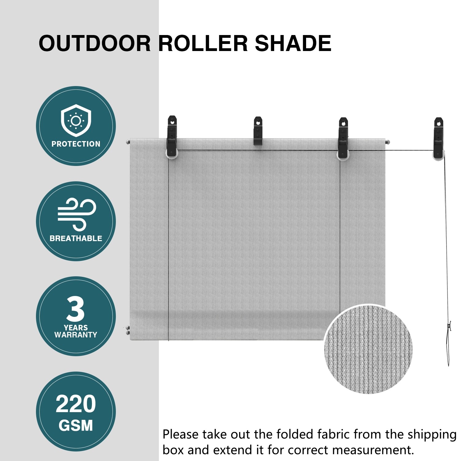 Roller Shade Roll up Shade Gray UV Block Shelter Cover for Porch Pergola Yard