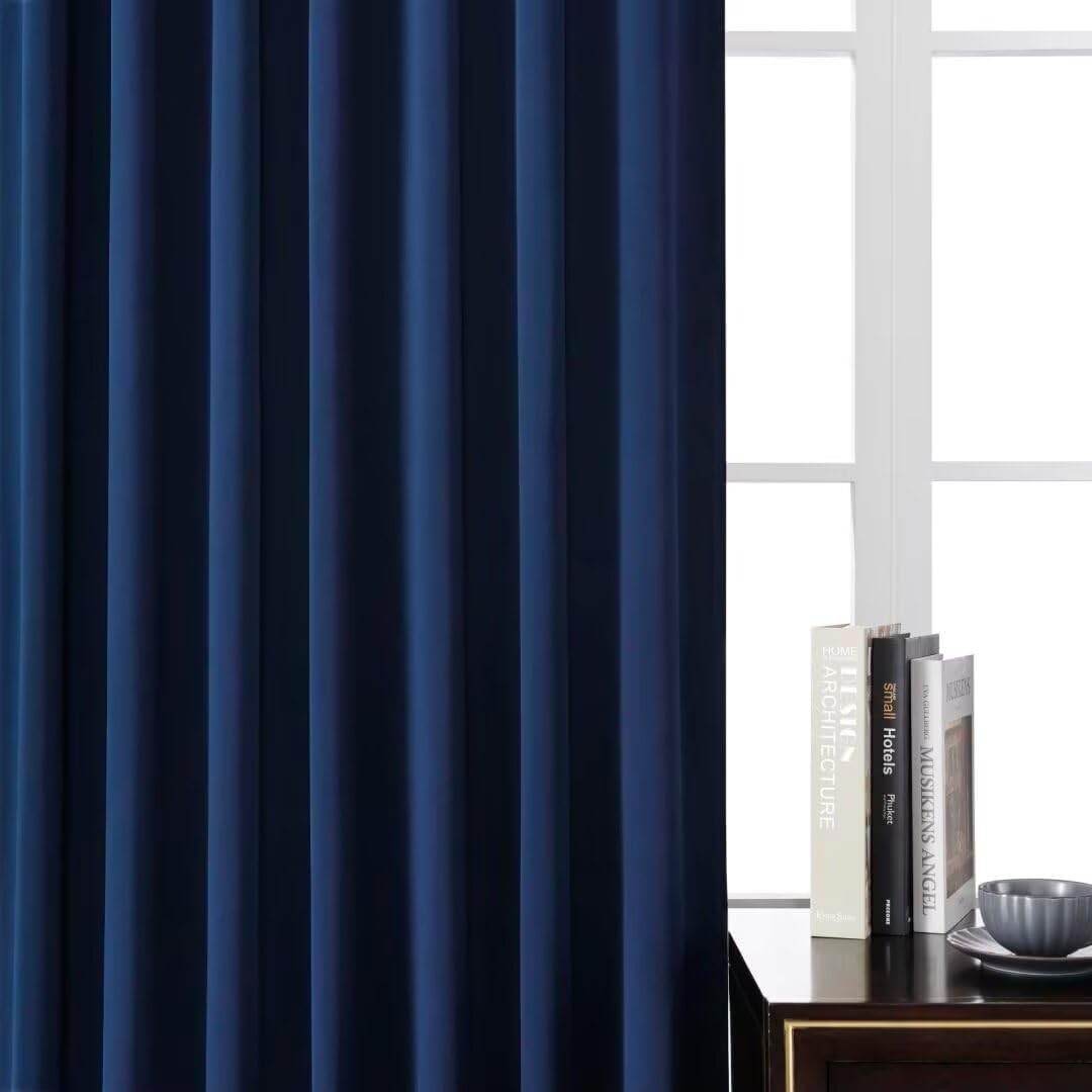 Joydeco Blackout Curtains 84 Inch Length 2 Panels Set, Thermal Insulated Black