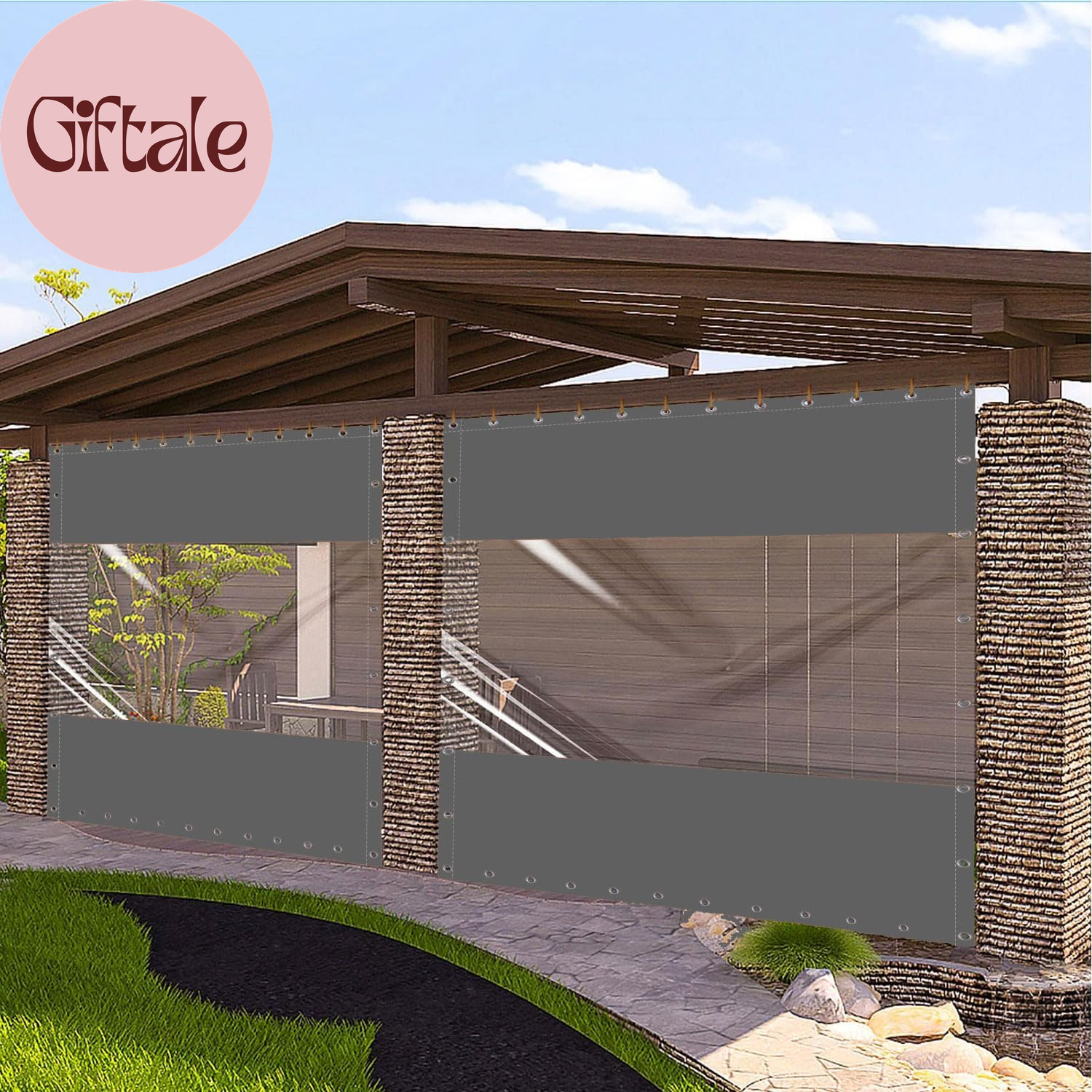20 Oz Outdoor Vinyl Curtain, Outdoor Clear Panel Curtain, Weather Resistant Outd