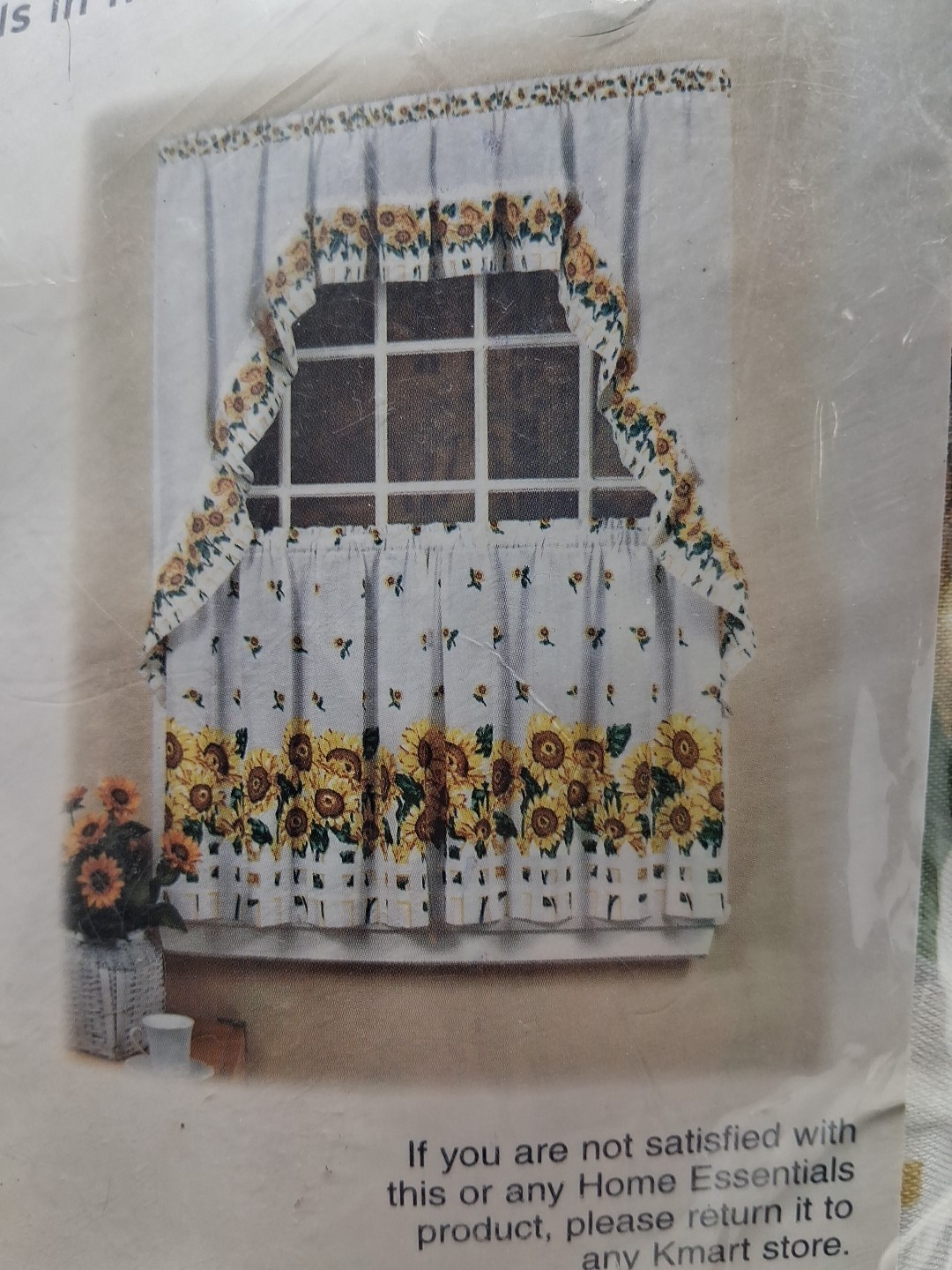 Home Essentials Tier & Swag Set Curtains Vintage Sunflowers, Sunsation, K-Mart
