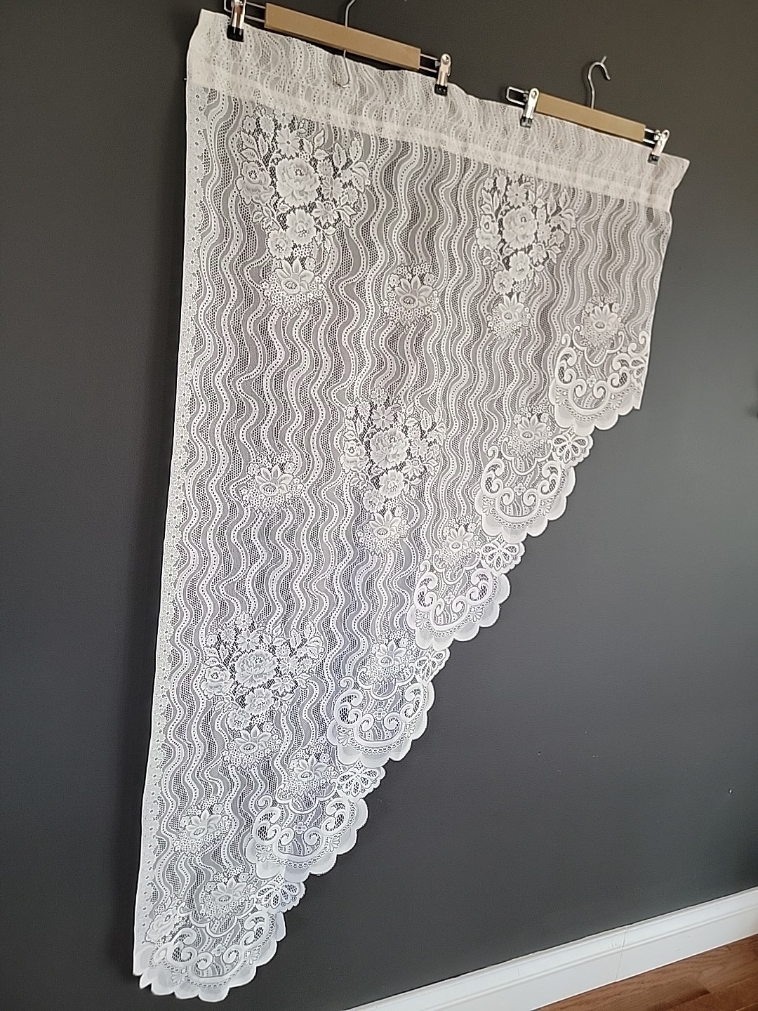 Sear Vintage ivory Tiers Curtains Pair Left and Right. Each Panel 35 W X 62 L