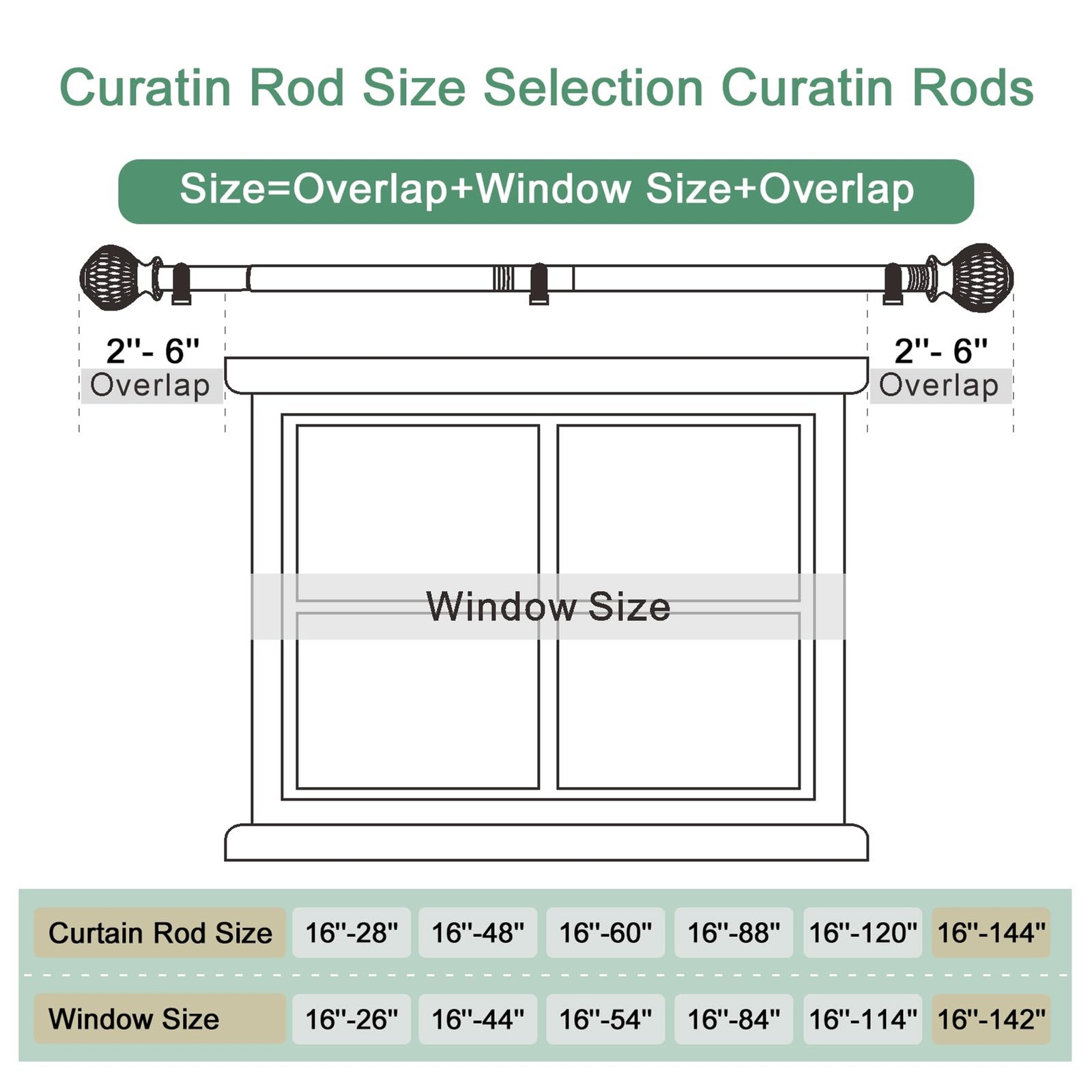 Byondeth Curtain Rods for Windows 16 to 144 Inches Adjustable Length 1 Inch Diam