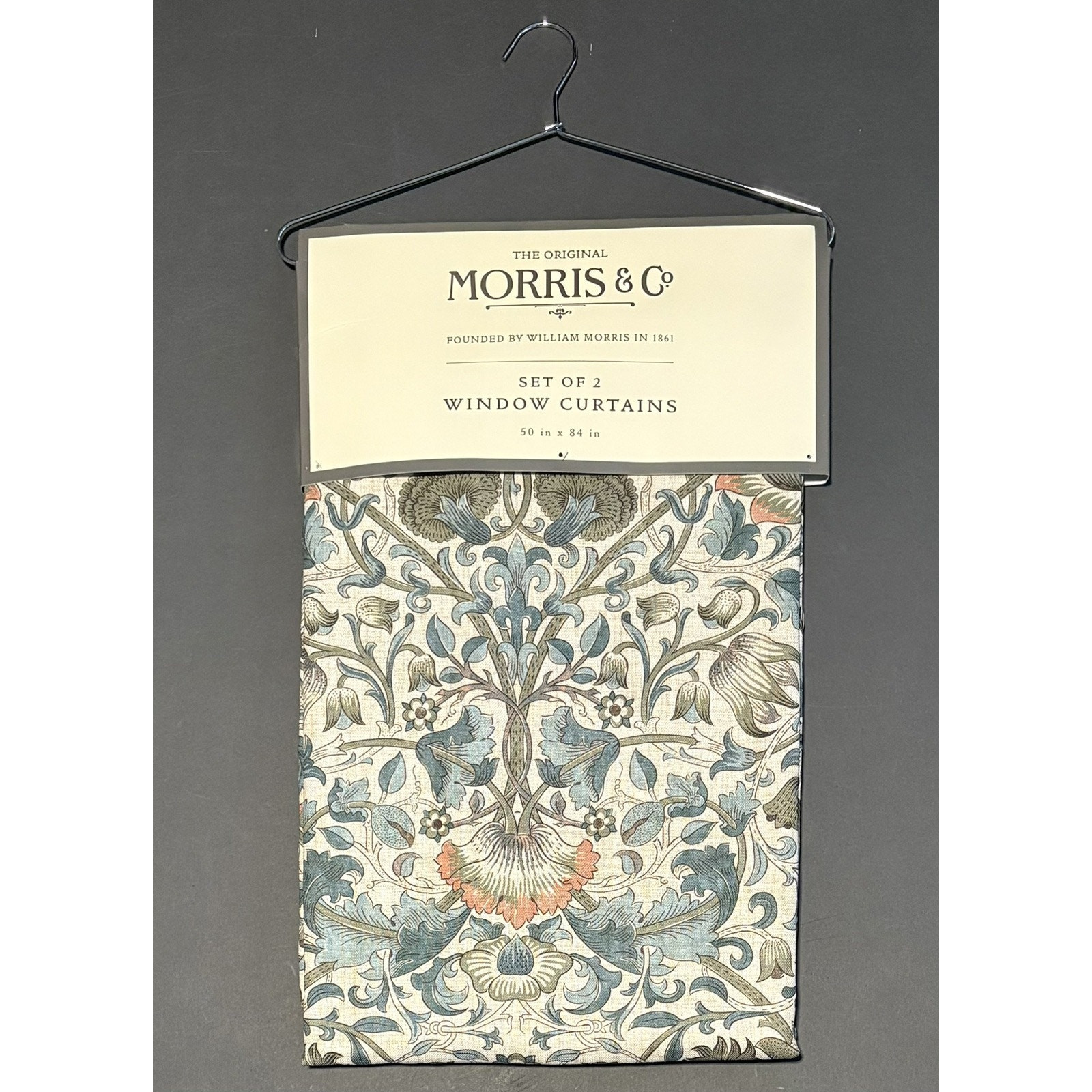 William Morris & Co. Window Curtains Panels Lodden Set Pair 50 X 84” Blue Drapes
