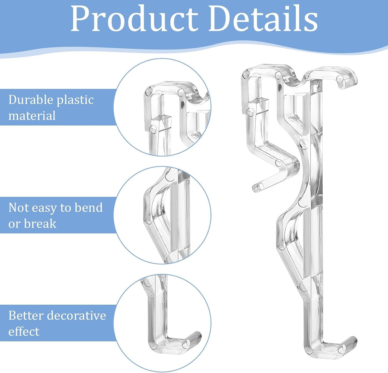 2.5 Inch Valance Clips for Blinds, 6Pcs Clear Plastic Blind Clips for Valance…