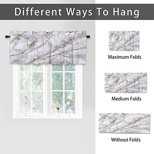 Curtain Valance for Kitchen Windows 54″W x 18″L (Pack of 1) Marble White-3