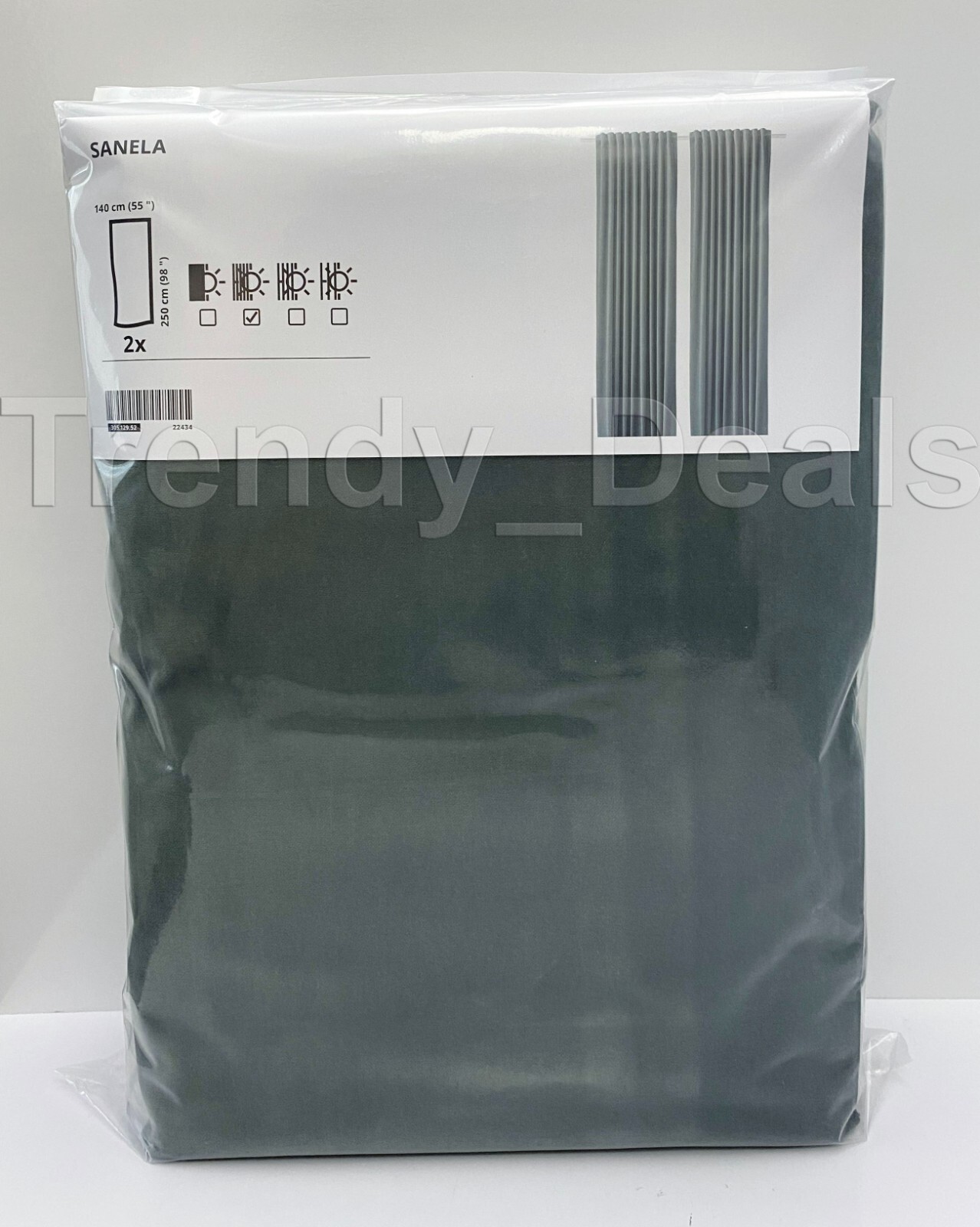 Ikea SANELA Velvet Curtains Room Darkening 2 Panels 1 pair Gray-Green 55″ x 98″