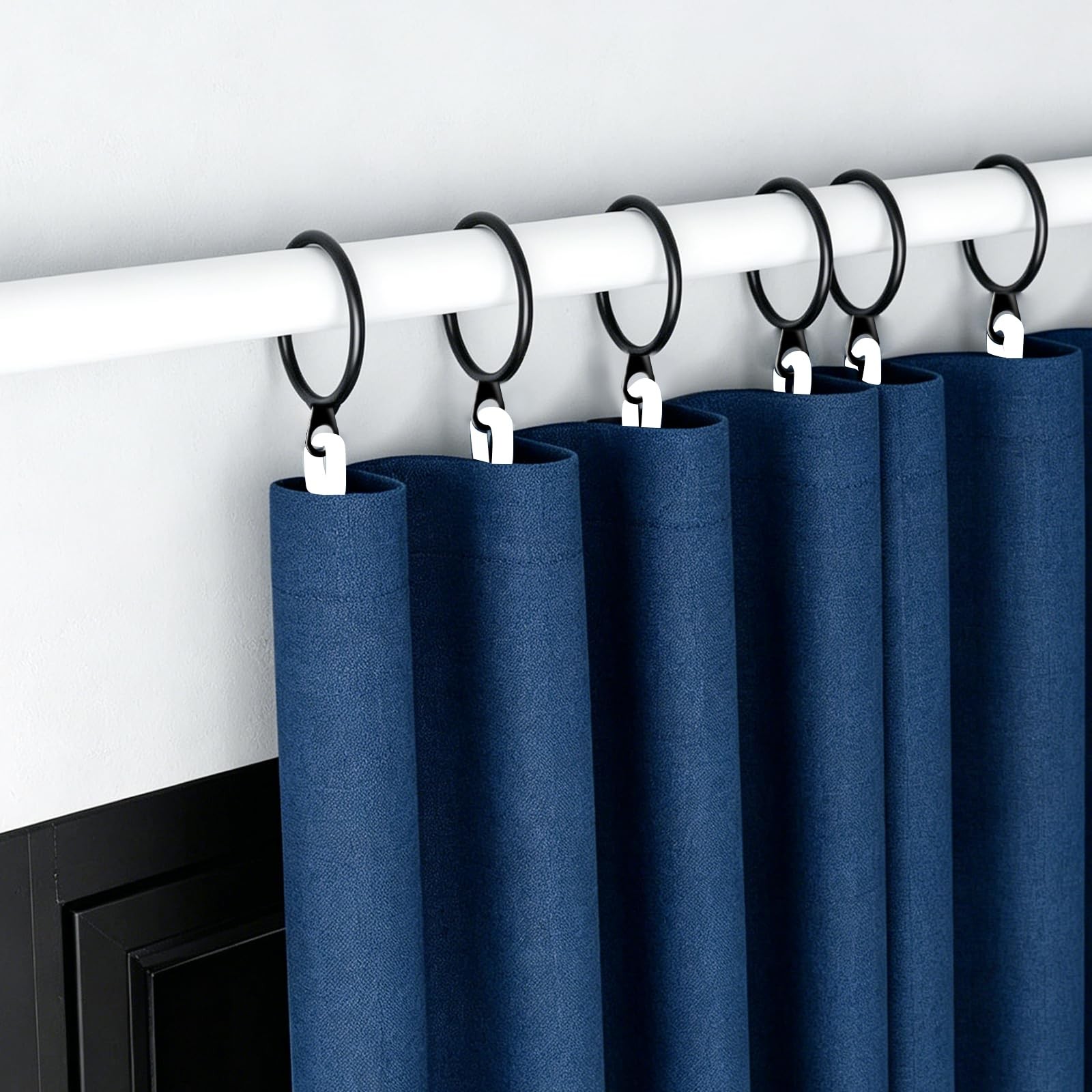 42 Pack Curtain Rings with Hooks, Drapery Ringss, Drapes Rings 1.25 in Interi…