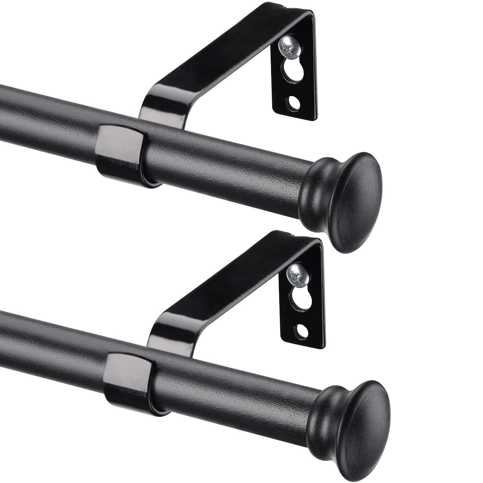 Matte Black 5/8 Inch 2Pack 2848 In Small Decorative Window Curtain Rods Set
