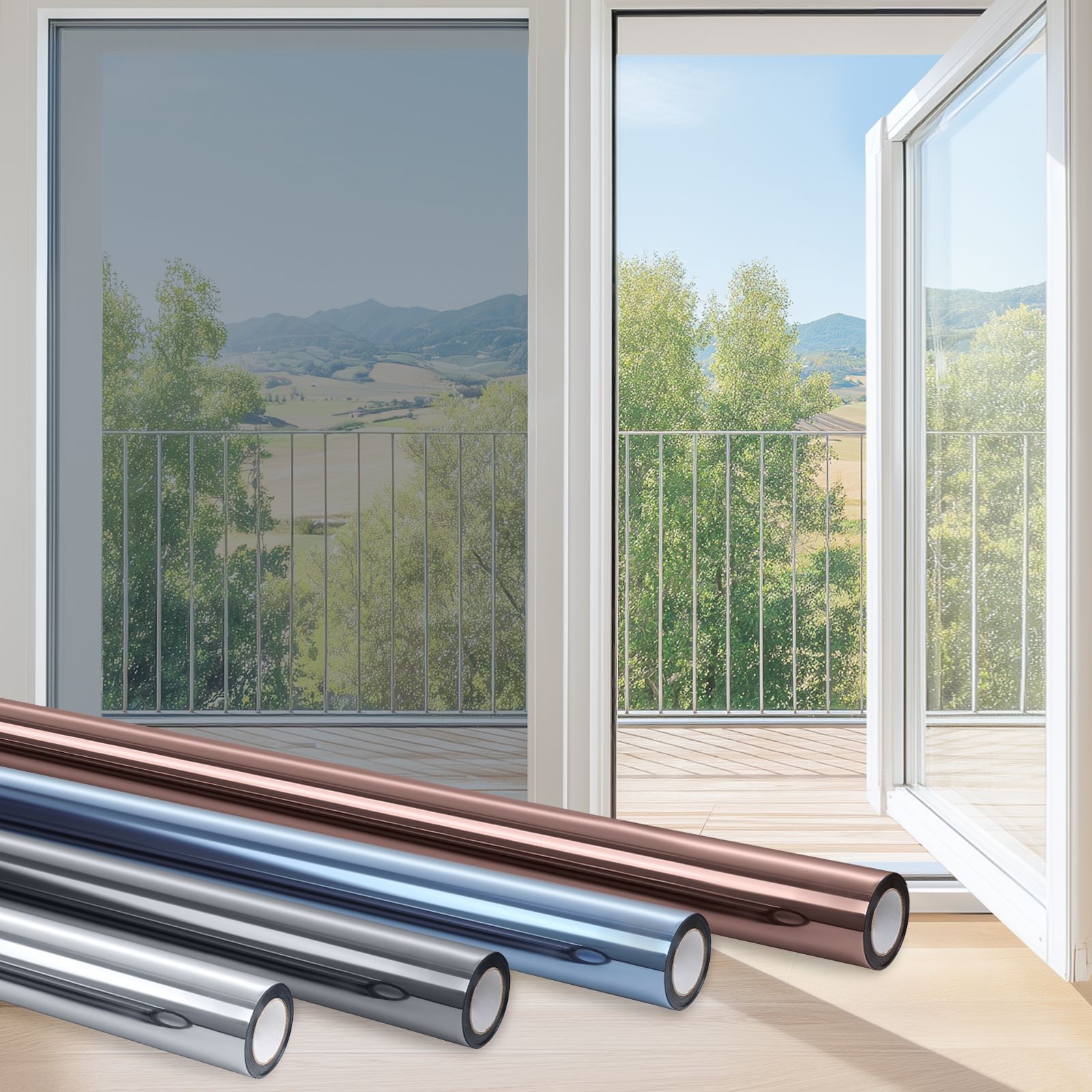 Pigo One Way Mirror Window Film with Glue Tint Reflective Anti UV Glass Stick