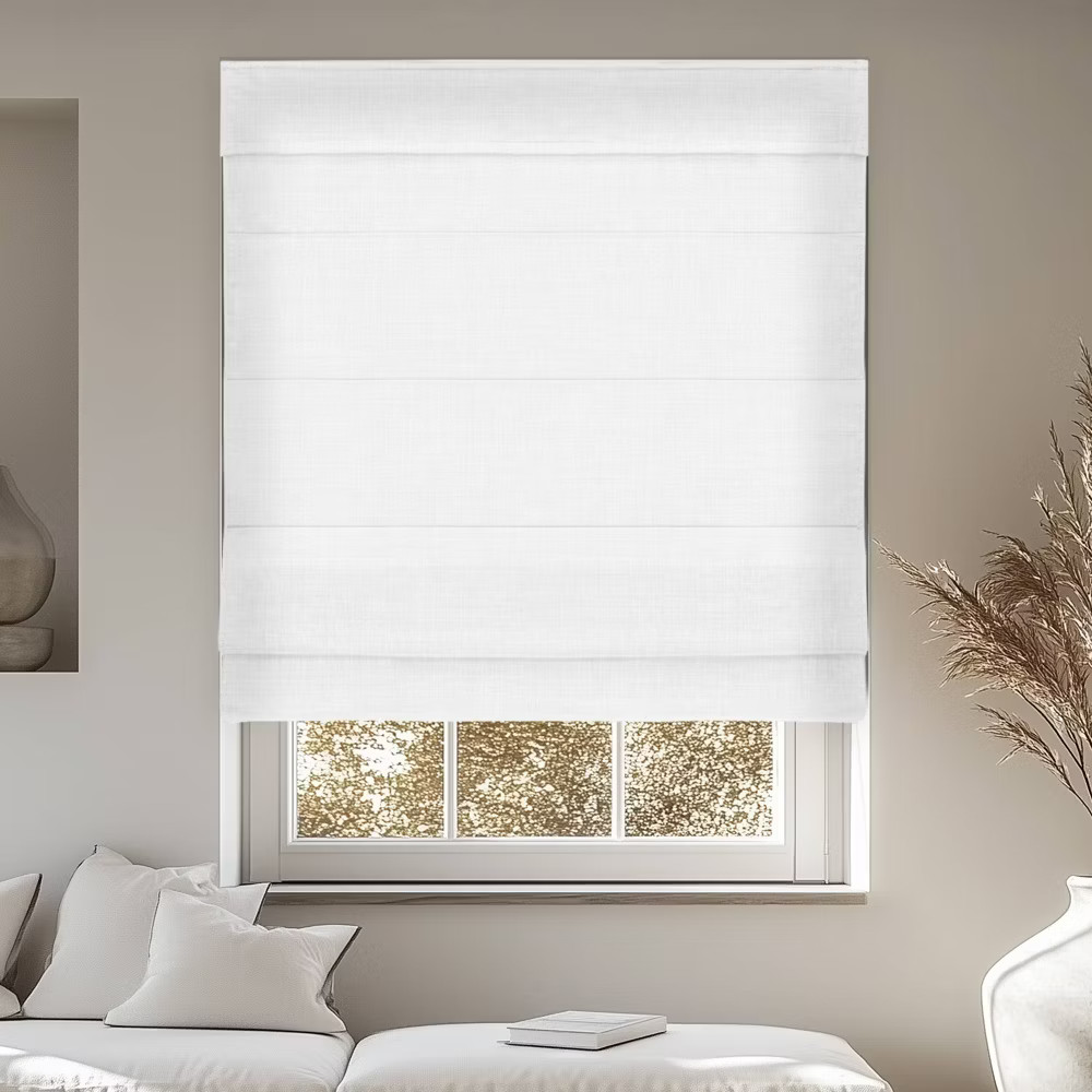 33″x64″ Chicology Light Filtering Roman Shade Belgian Snow