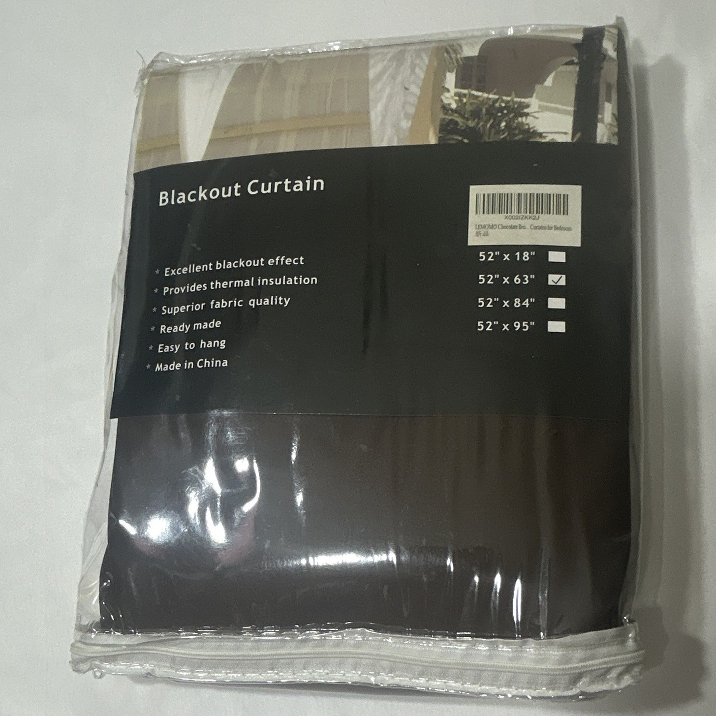 LEMOMO Blackout Thermal Curtain Panel 52×63 Brown Rod Pocket Polyester