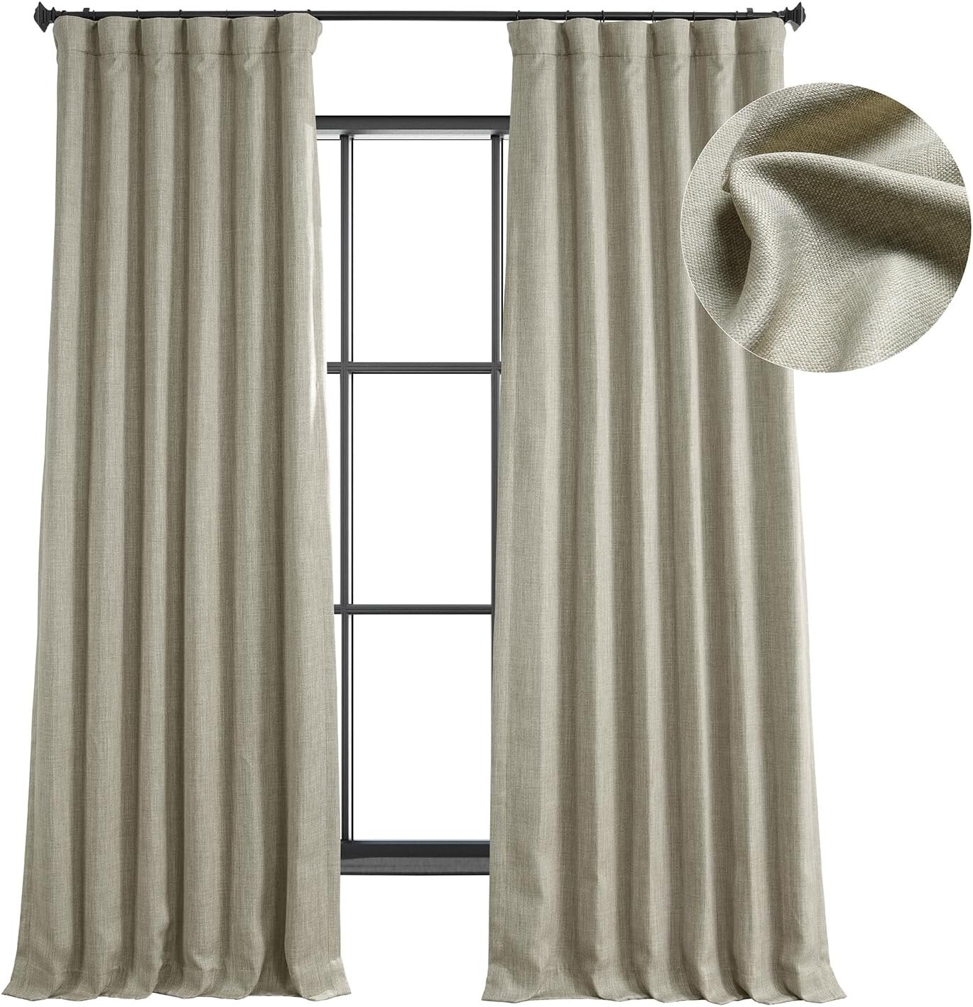 1 Panel Oatmeal 120″L x 50″W Linen Darkening Curtains For Bedroom Living Room