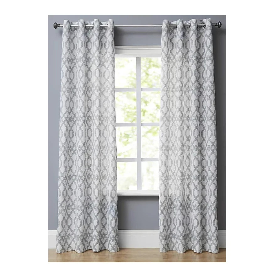 Style Selection 84in Grey Geometric Light Filtering Grommet Curtain Panel 2-Pack