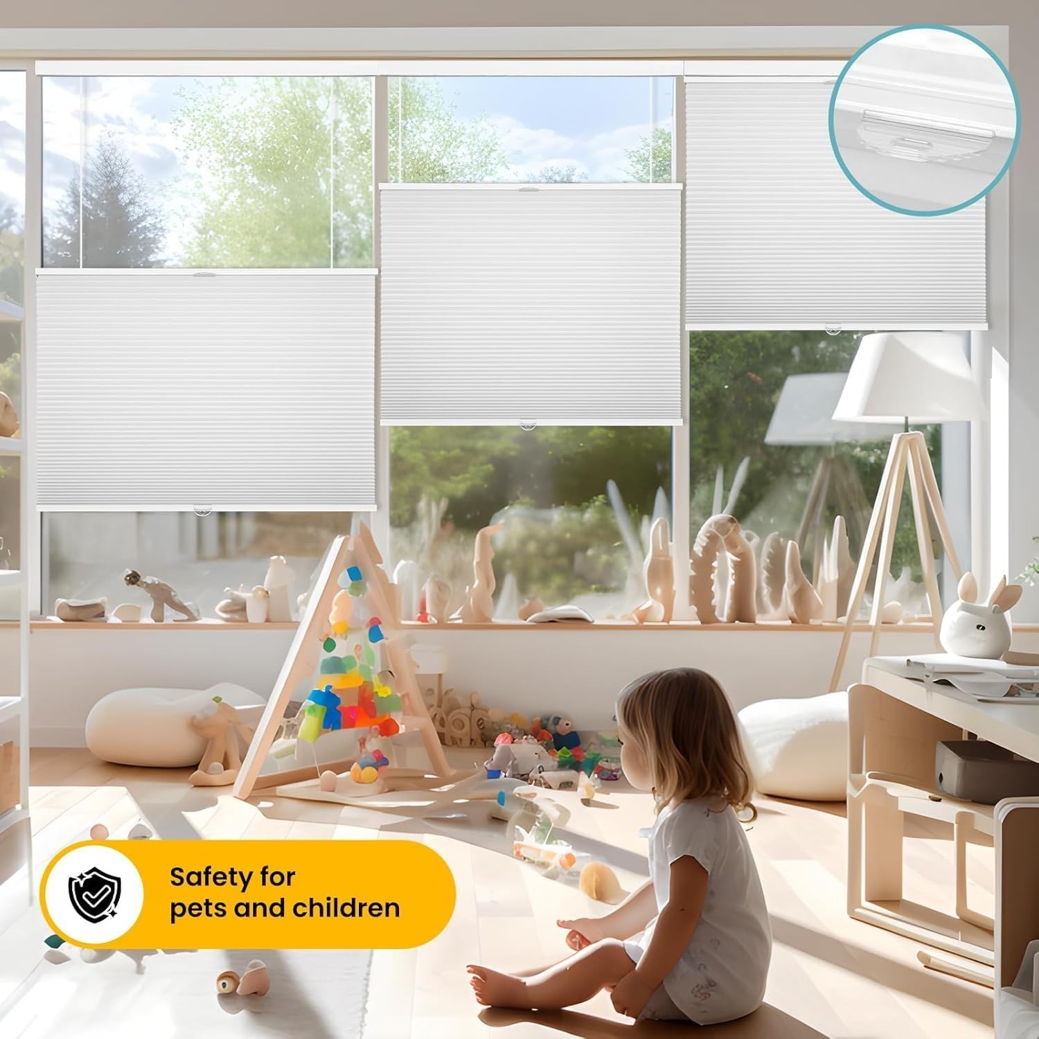Grandekor Top Down Bottom Up Cellular Shades Cordless, 35″ W x 64″ H, White