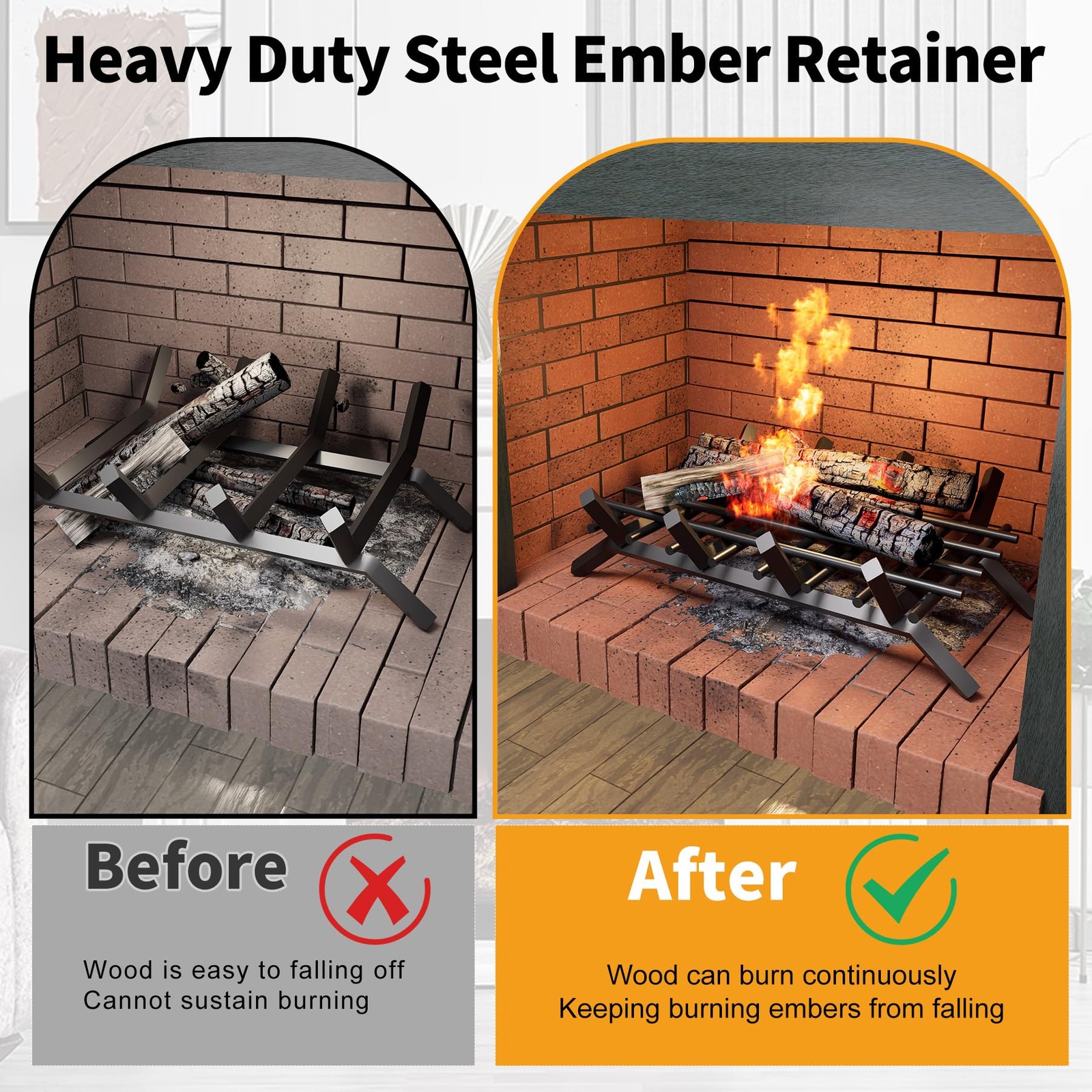 Fireplace Grate Ember Retainer Heavy Duty Steel Mesh Grill 15.75×10 Inch