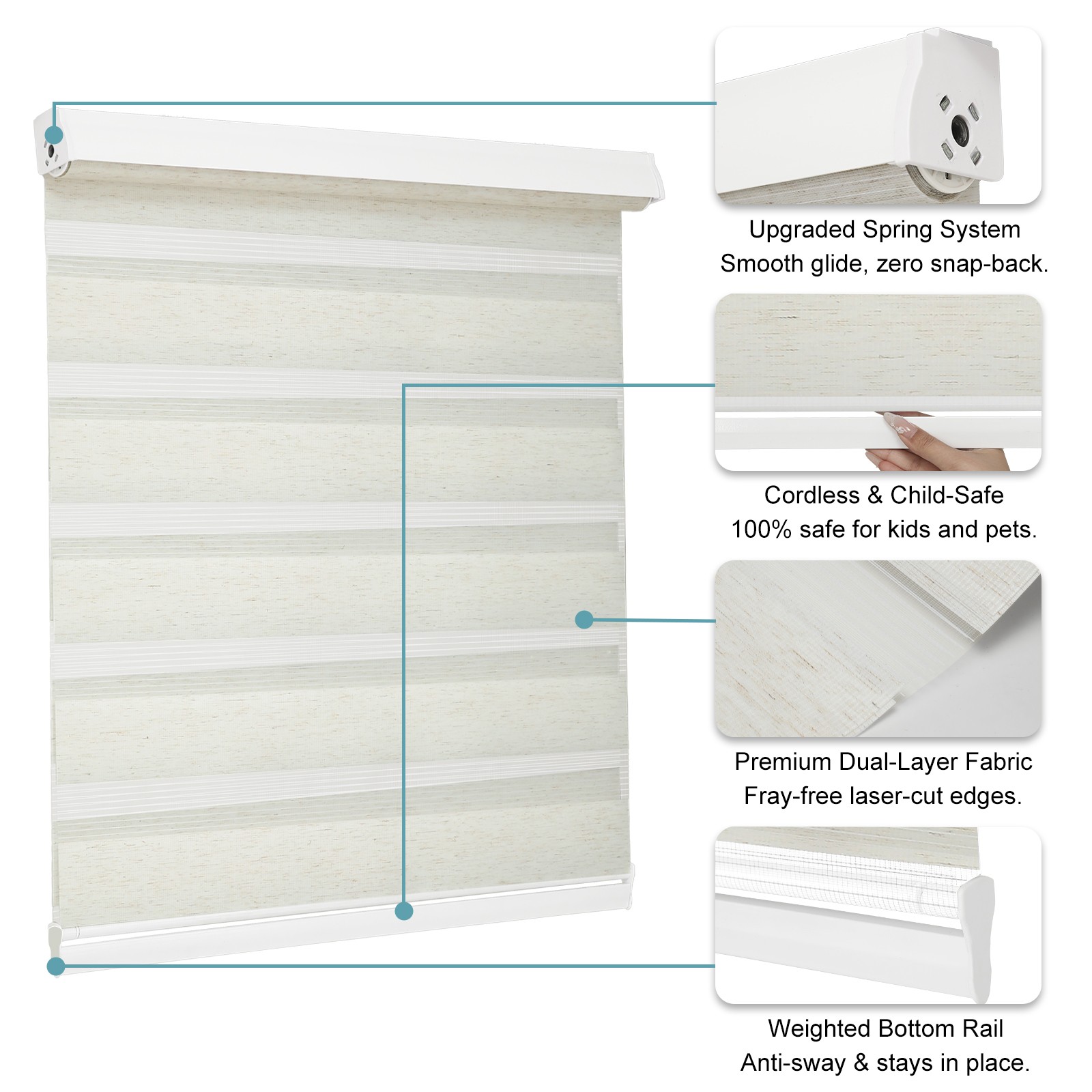 Changshade Horizontal Shade Window Blind Zebra Dual Roller Blind Easy to Install