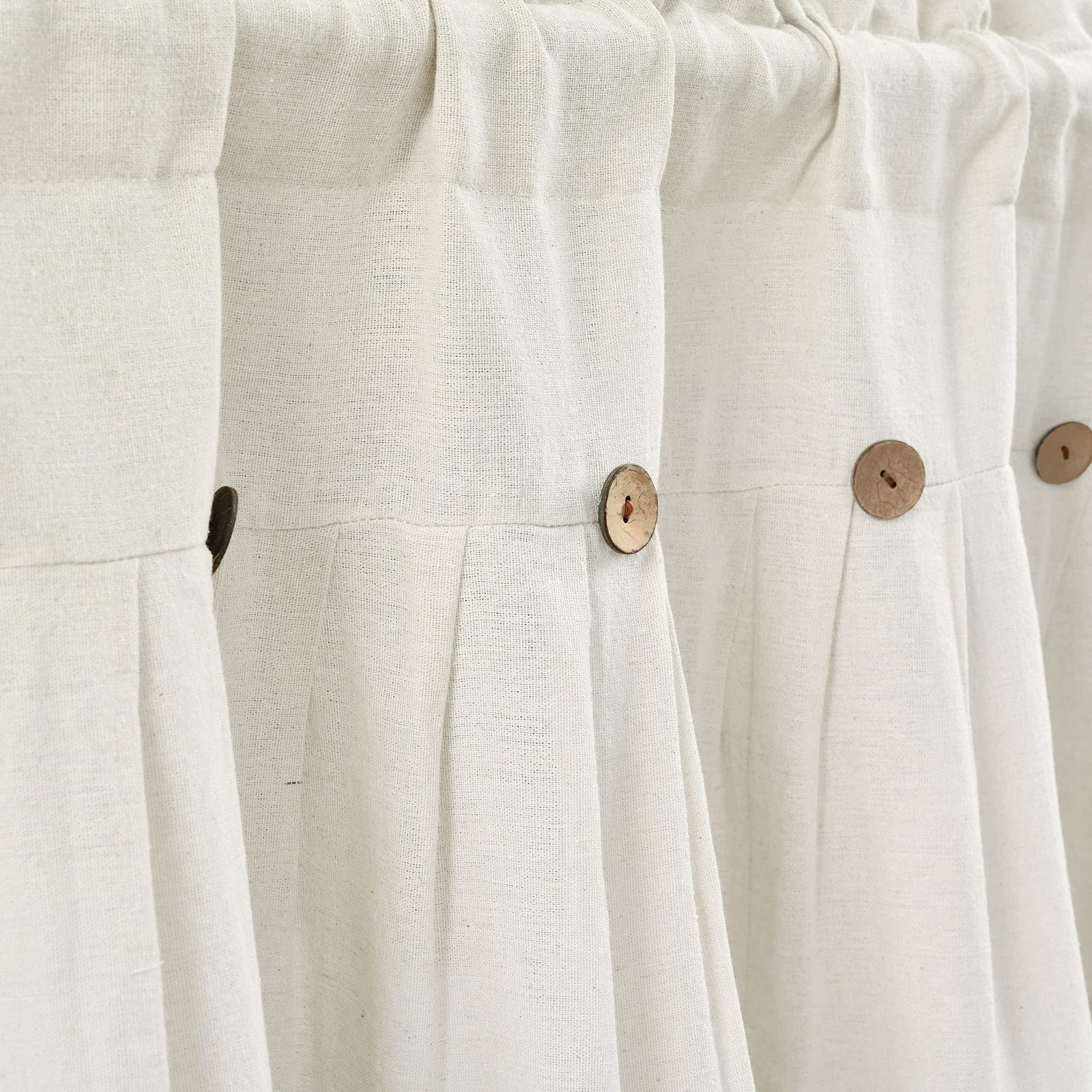 Linen Button Farmhouse Valance Curtians 84″W x 18″L Off White – Linen Valance…