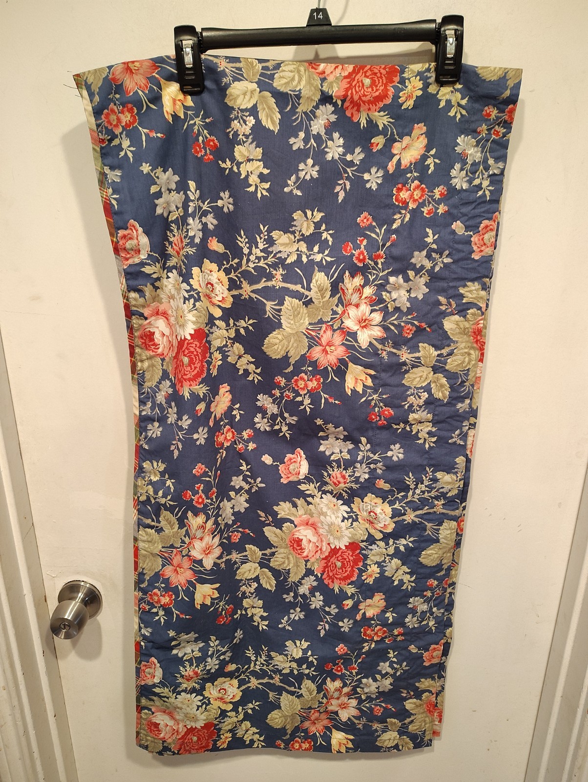 Chaps Cape Cod Blue Floral & Plaid Window Valance Curtain Topper Cottagecore