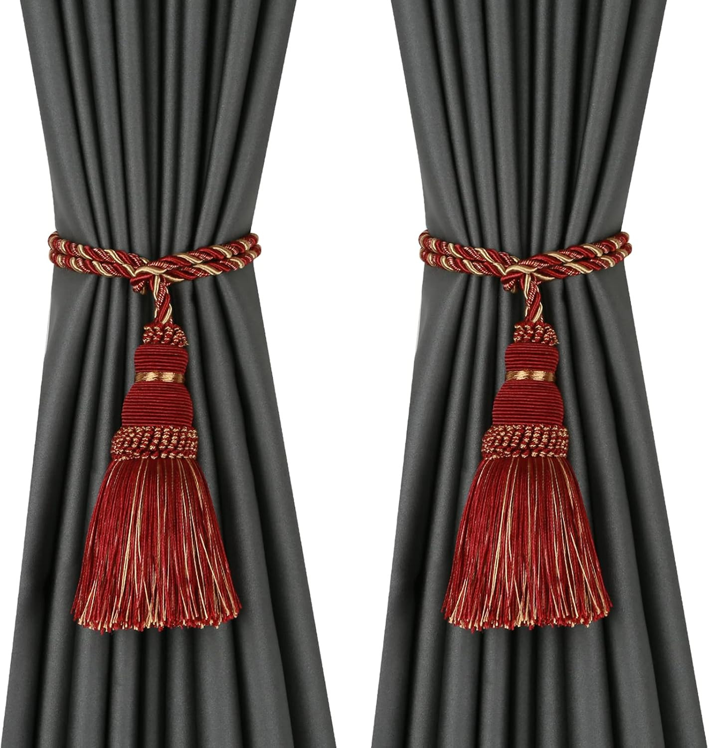 2 Pack Curtain Tie Backs Rope Tassels for Curtains Drape Tiebacks Handmade