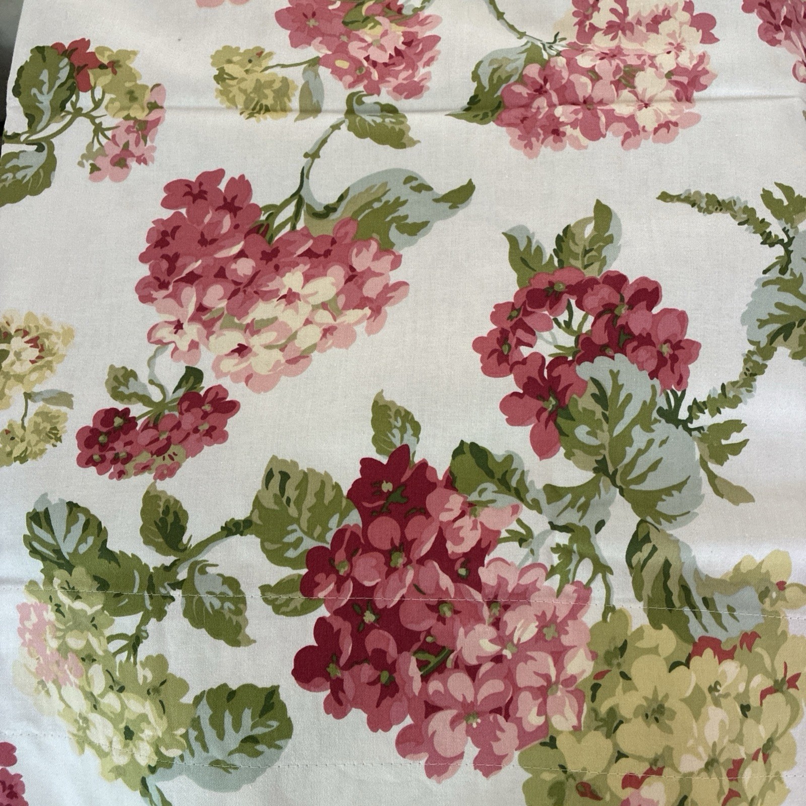 Country Curtain 2 Drapes (64×98”) Valance (88”) Pink Green Hydrangeas Lined NOS