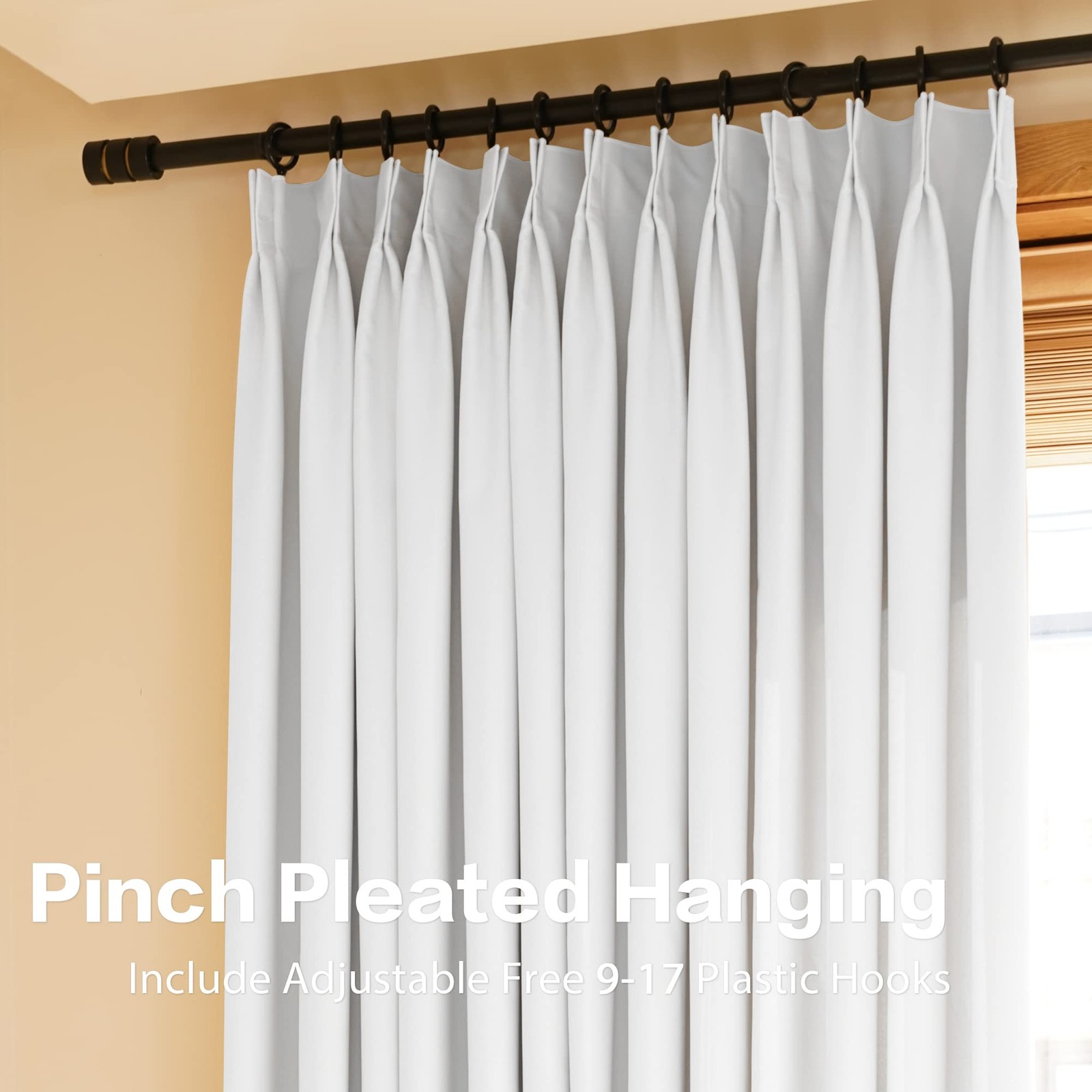 Huto Pinch Pleat Half Blackout Curtains 84 Inches Long Window Treatment For