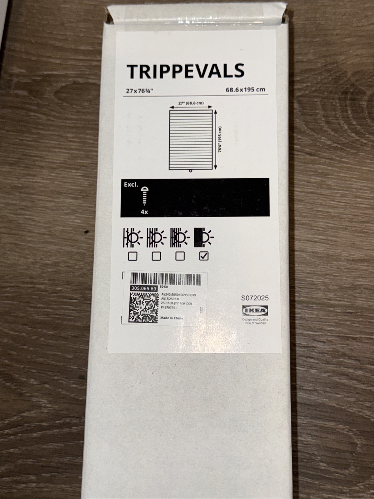 New IKEA Trippevals Black-out Cellular Blind White 27×76 305.065.69
