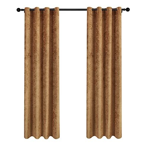 Elkca Double-Sided Chenille Window Curtains For Kitchen Luxury Bronze Short