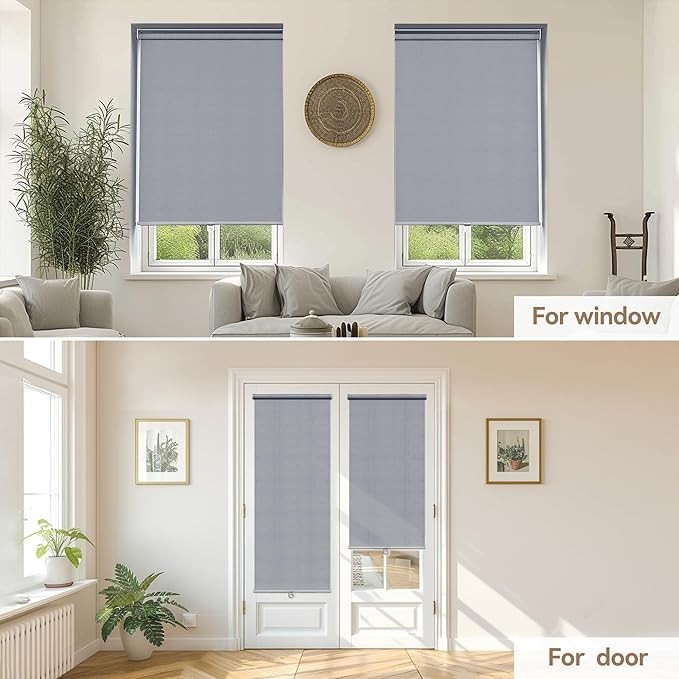100% Blackout Roller Window Shades, 40″ x 72″ Free-Stop Pull Down Shades, Light