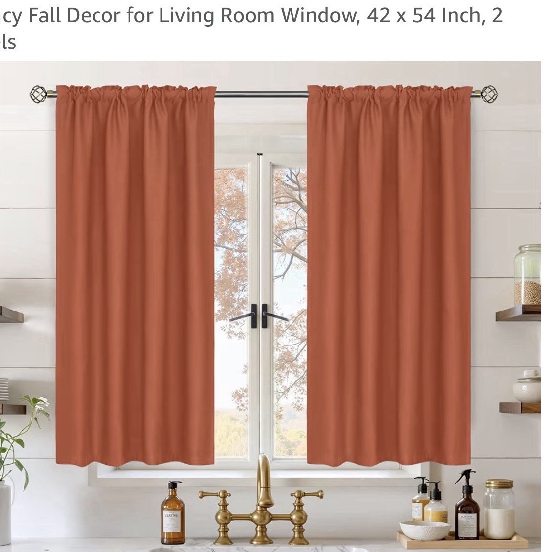 BGment Blackout Thermal Rod Pocket Curtain Panels 42×54 Terracotta Set of 2