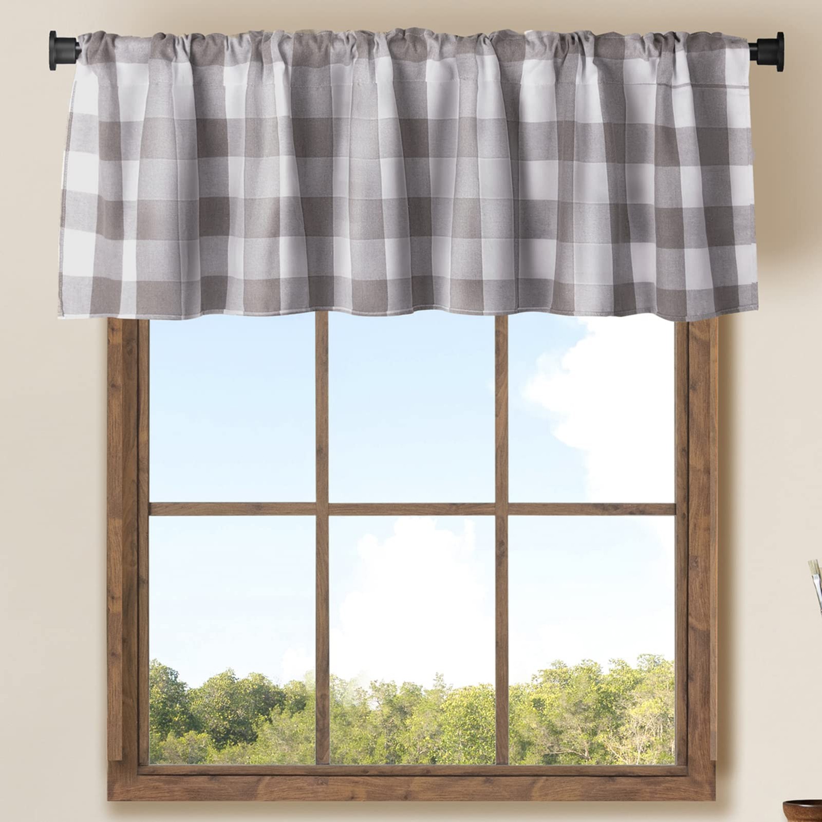 WOSIBO 2 Pack Buffalo Check Plaid Window 56″W x 16″L (Pack of 2), Grey