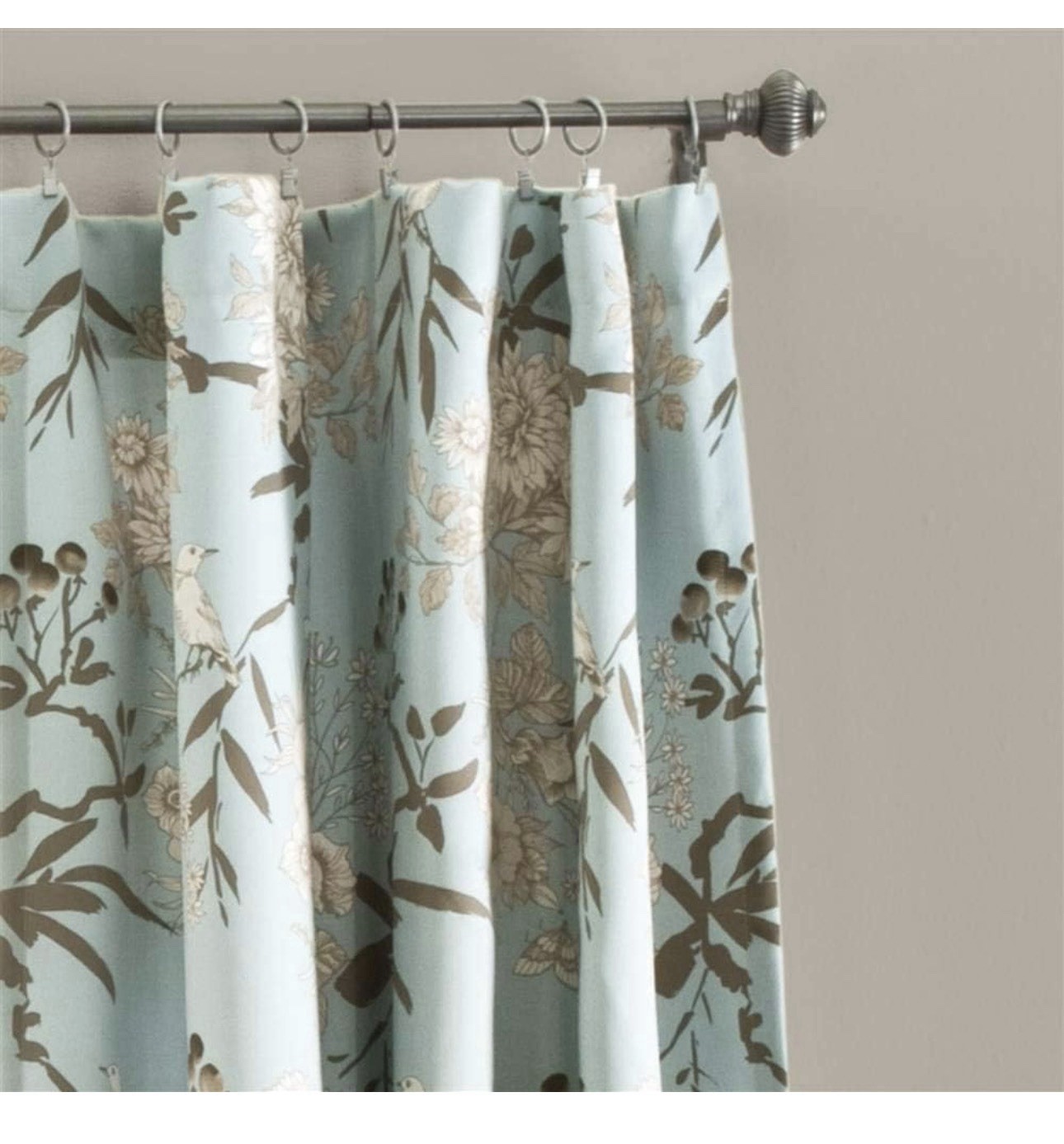 Lush Decor light filtering floral birds curtain panel 52 x 84in blue Open/ New