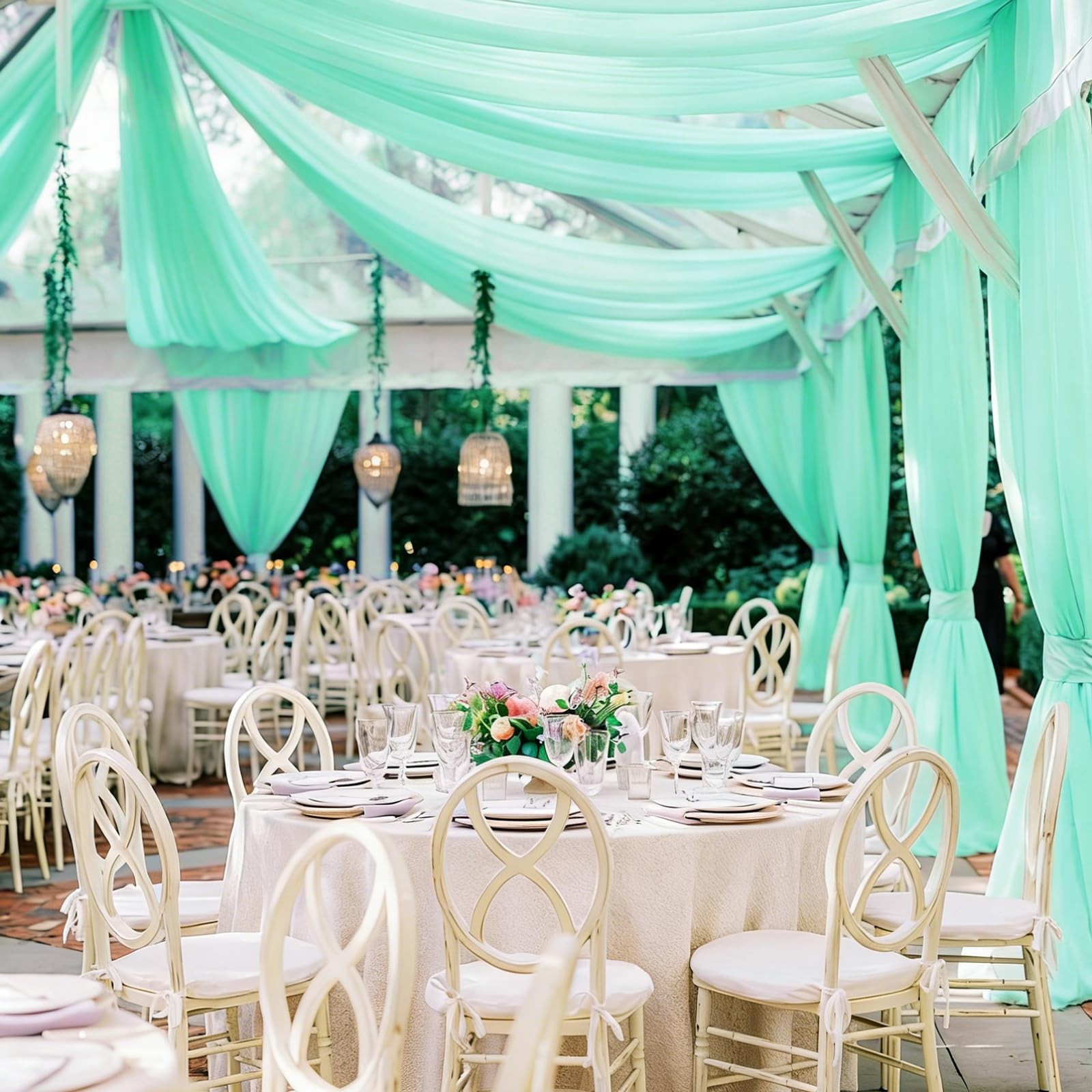 Mint Green Wedding Arch Draping Fabric Chiffon Fabric, 29in x 18Ft Sheer Chif…