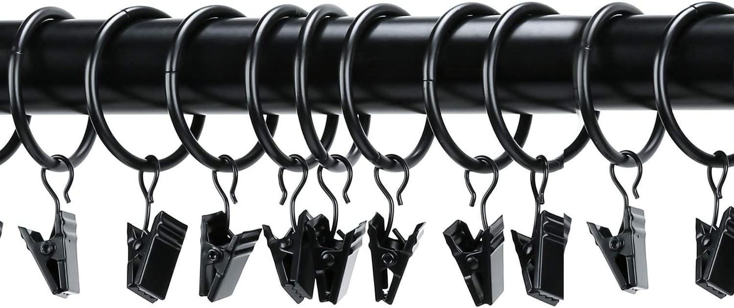 40 Pack Metal Curtain Rings with Clips, Drapery Clips with Rings, Curtain Han…