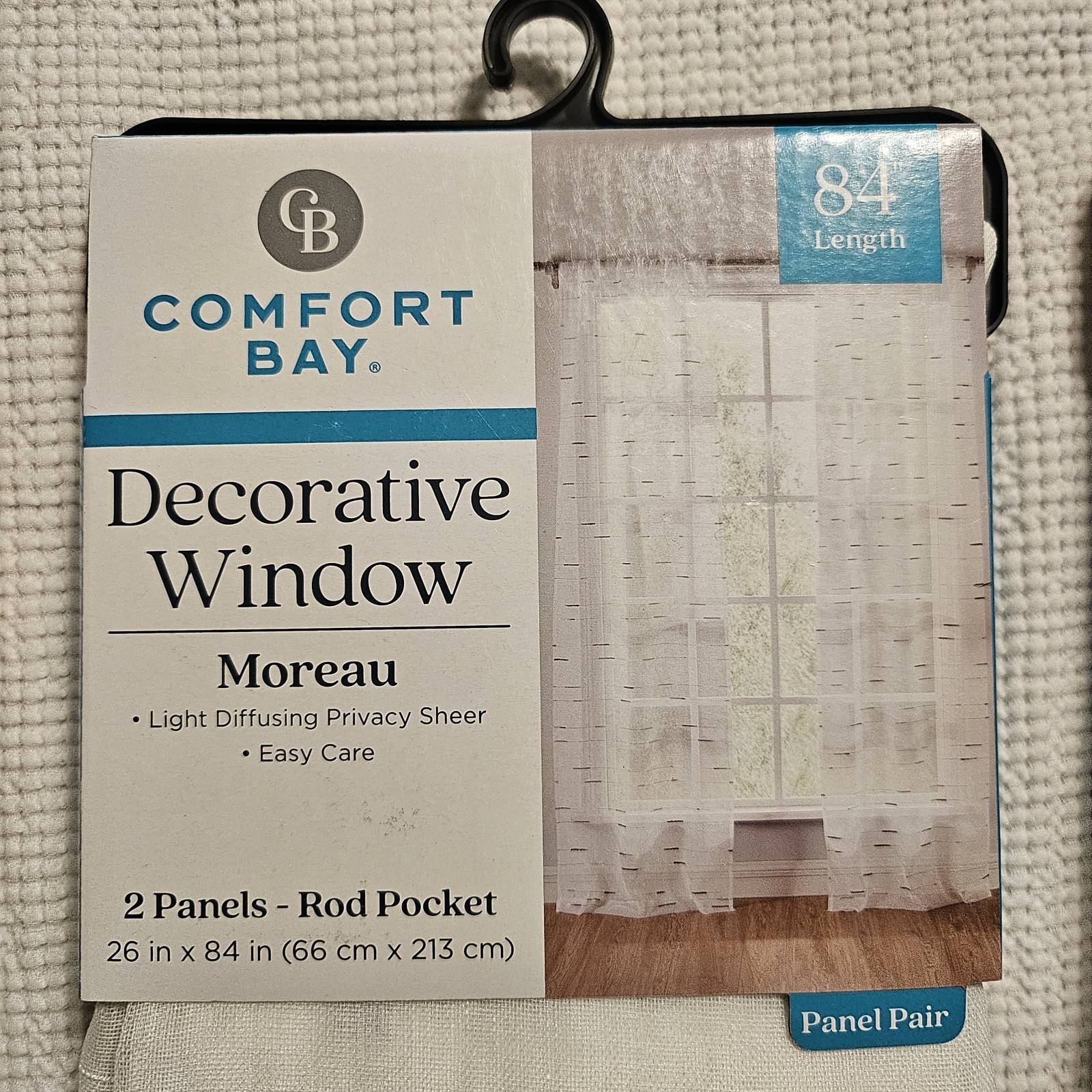 2 SETS COMFORT BAY SHEER CURTAINS “MOREAU” 4 PANELS Total ROD POCKET 26X84 NEW